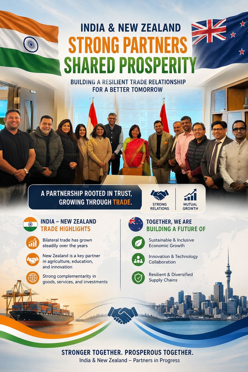 Harrison_Locks_'s tweet photo. Strengthening partnerships. Expanding possibilities. 🇮🇳🤝🇳🇿

Deepening trade relationship through collaboration, innovation, and shared economic growth. Together, we're building stronger business connections and unlocking new opportunities for a prosperous future.
@UmangMonga https://t.co/9zUGdrmGmp
