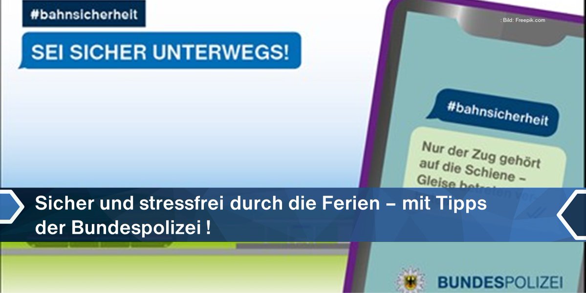 bpol_nrw's tweet photo. #BPOL #Aachen
Jedes Jahr kommen Menschen zu Schaden, weil sie die Gefahren von Bahnanlagen unterschätzen
Denkt daran: Für perfekte Selfies oder die Abkürzung lohnt sich kein Risiko
Infos:https://t.co/RmFNZbQbjC
#Seisicherunterwegs #Sicherheitgehtvor #KeineAbkürzungüberGleise
*KÜ https://t.co/waEOsgrh1X