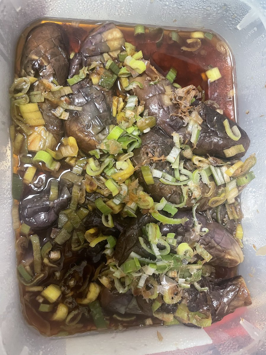chaaanue's tweet photo. いつも差し入れ持ってきてくれる長年のお客さんから🙋
この日はお肉と揚げナスでした🍖🍆
美味しいけどちともたれる😹 https://t.co/syyRXJ3NJl