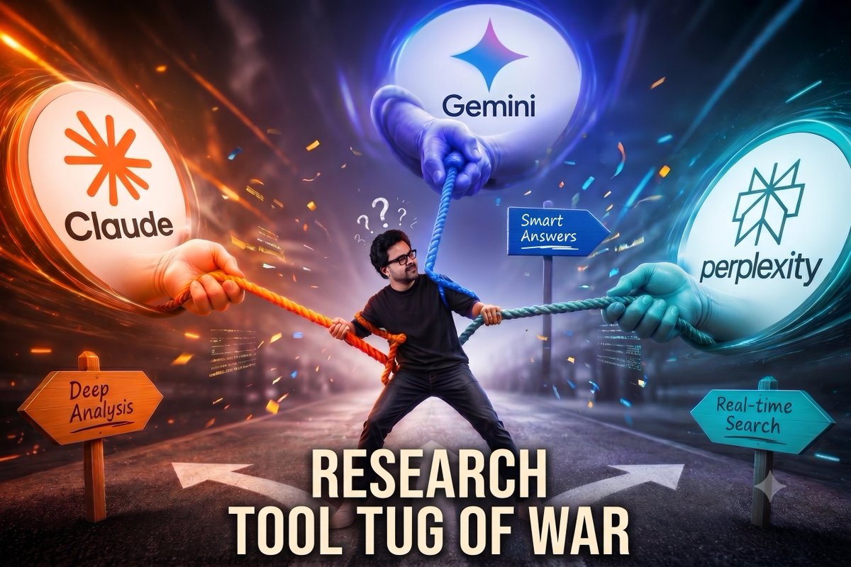 NasirSYB's tweet photo. 🤠 Take part in the research tool tug of war.
👉 Claude vs Gemini vs Perplexity
🧐 Which tool are you choosing?
#MarketingTips #AiTools #Research #MarketingResearch #ToolsChoose #mynasir #SimplifyYourBusiness https://t.co/6sJeqJqPKH