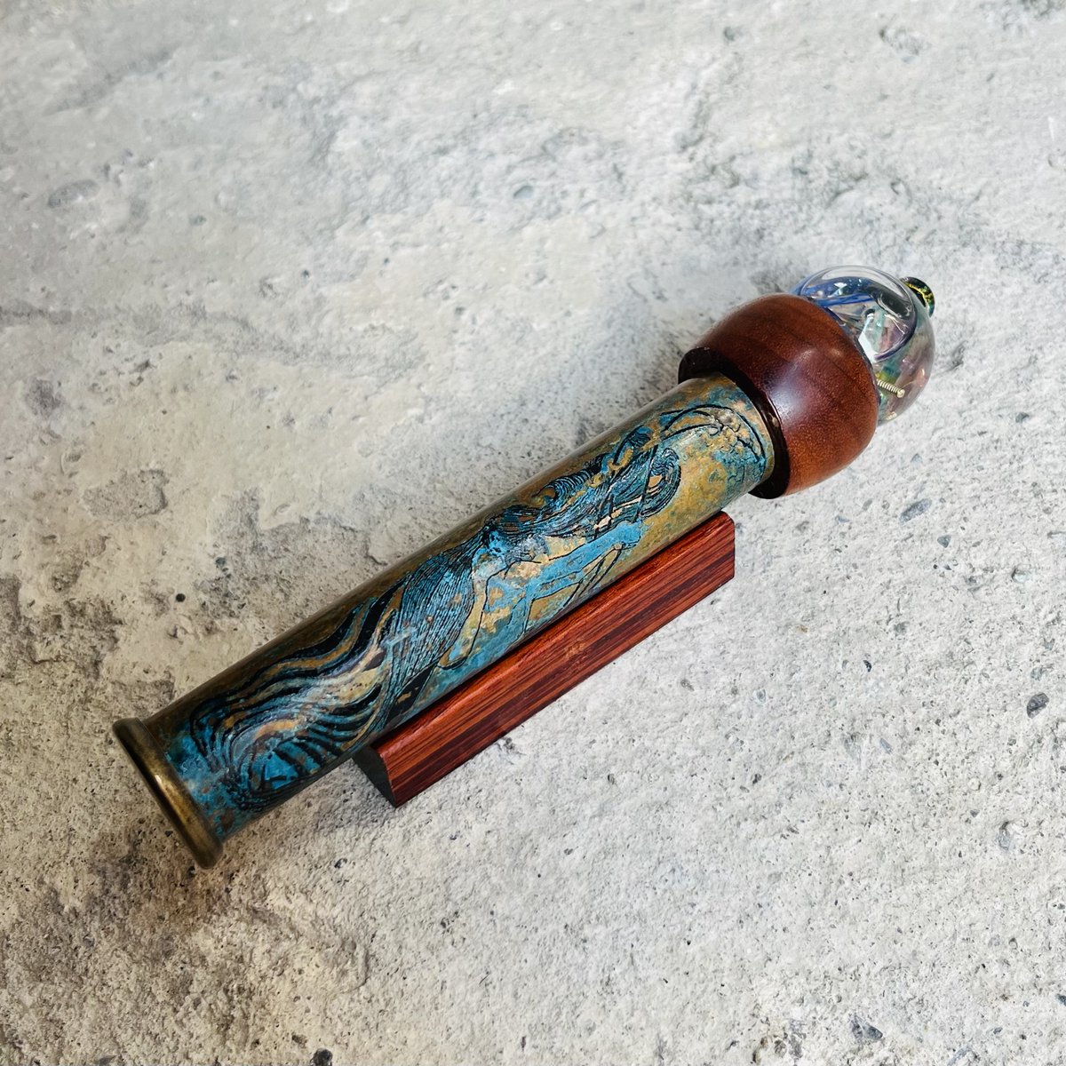 Dave cohen aka squid カレイドスコープ　万華鏡　作家一点物 ☆新入荷☆ Erick Hansen『Liquid Marble Kaleidoscope』 青・金・黒の
