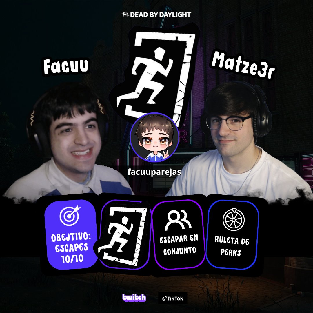 FacuuClipejas's tweet photo. ¡Reto insano de escapes con el panita @matze3r!
🟣 En vivo por TWITCH hoy a las 19hrs ARG https://t.co/hWA6vVUduM