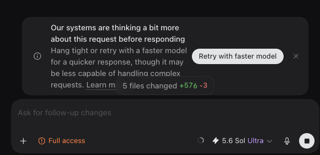 hashir's tweet photo. ChatGPT 5.6 Sol Ultra is going well 🫠 https://t.co/EOJWENYcih