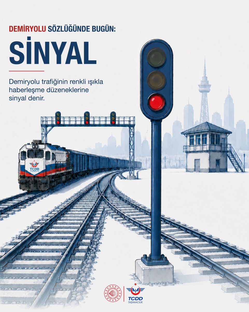 TCDDTasimacilik's tweet photo. 🚂DEMİRYOLU SÖZLÜĞÜNDE BUGÜN: SİNYAL

Sinyal, demiryolu trafiğinin dili; güvenli işletmeciliğin en önemli güvencelerinden biridir.
Her yeşil ışıkta güven, her seferde disiplin, her kilometrede emek var…

TCDD Taşımacılık AŞ olarak trenlerimizi raylarda güvenle, tam zamanında ve konforla buluşturmak için en ileri işletmecilik anlayışıyla çalışıyor sinyalizasyon sistemleriyle uyumlu araçlarımızla tüm süreçleri büyük bir hassasiyetle yönetiyoruz. Çünkü demiryolunda güven, asla tesadüf değildir.

#TürkiyeHızlanıyor 🇹🇷