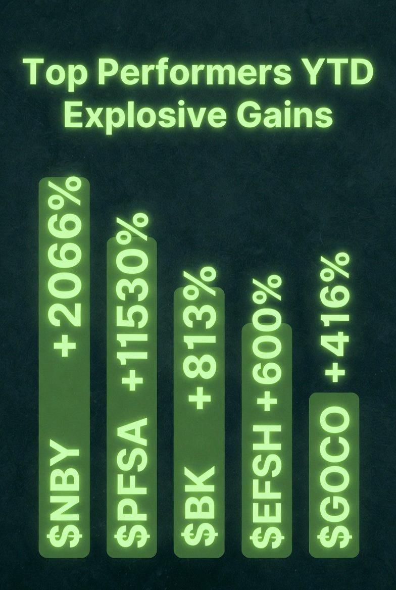 EricaAnnetteTo1's tweet photo. Here are the top 5 US stocks that jumped the most this week 🚀
$NBY +2066%
$PFSA +1530%
$BK +813%
$EFSH +600%
$GOCO +416%
Anyone lucky enough to grab these? https://t.co/yaA6YezdTC