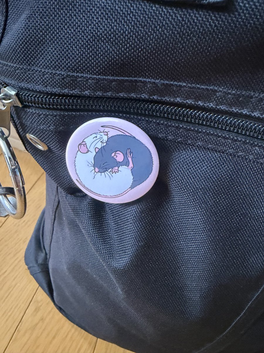 S_mintjam9009's tweet photo. 我が家のネズミにそっくりなバッヂ見つけたから買ってみた https://t.co/hZKUEbok5y