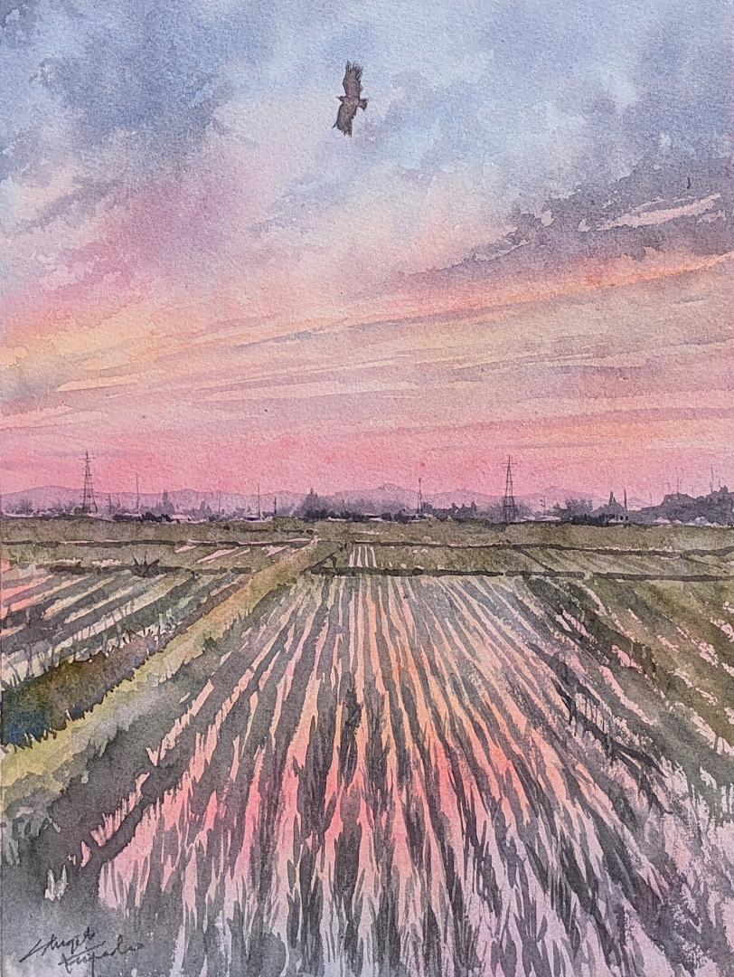 K. P. Anderson 風景画 水彩画 透明水彩 #水彩画 #風景画 #Watercolor #landscapepainting #夕焼け