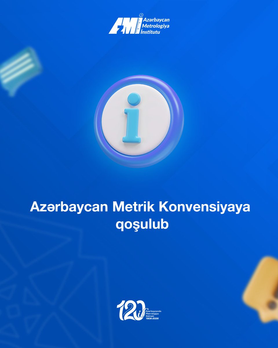 azmetrology's tweet photo. Azərbaycan Metrik Konvensiyaya qoşulub

Ətraflı – https://t.co/LDUhSc9UeD

#Antiinhisar #AzMİ #Keyfiyyətİnfrastrukturu https://t.co/mQIZEJiYzT