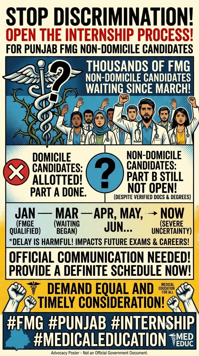 nondom_doc's tweet photo. Justice delayed is justice denied.@CMOPbIndia 

 We #FMGs have fulfilled every requirement, yet our internships remain delayed while our future is put on hold. Every day of unnecessary delay means less time to prepare for NEET-PG delayed career progression!! #delayedinternship https://t.co/wodyJPLPnB