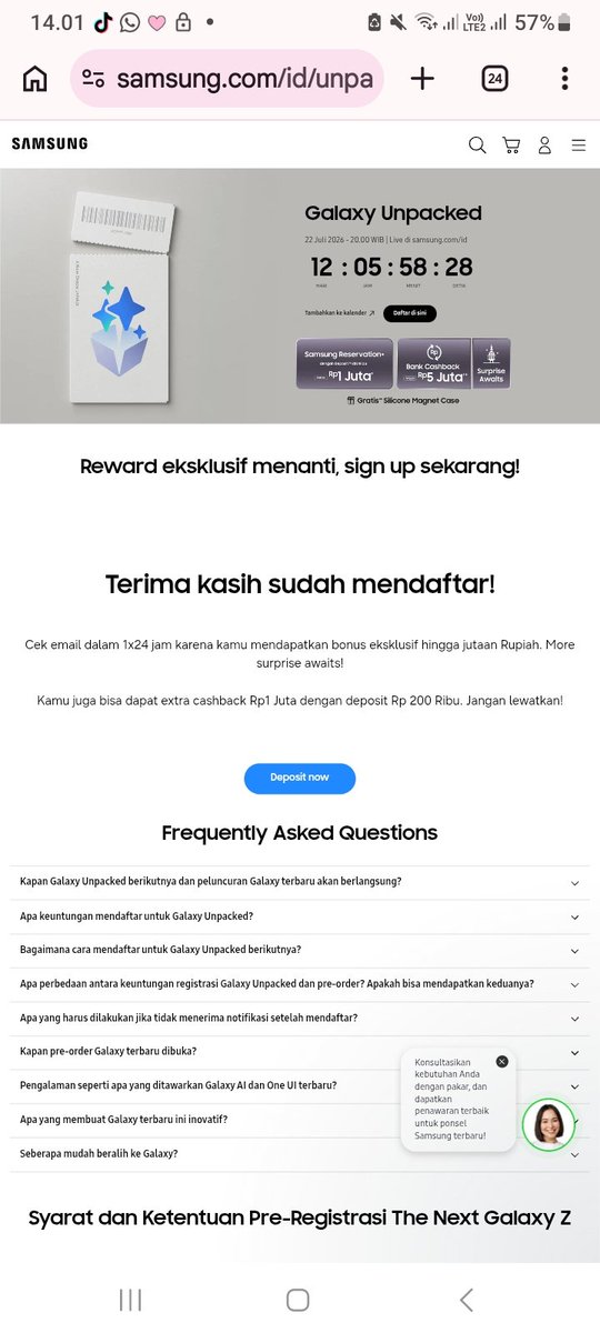 watoiys's tweet photo. @samsungID Langsung daftar karena penasaran banget sama inovasi selanjutnya 🔥 #GalaxyUnpacked #FoldTheDoubt https://t.co/8ASPdmbg01