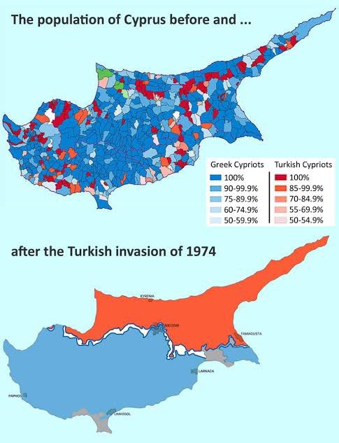 HellenicEchoes's tweet photo. Turkey won’t survive long on the fragile propaganda they feed their citizens.
Cyprus is Greek and they invaded it https://t.co/igKGYs09i7