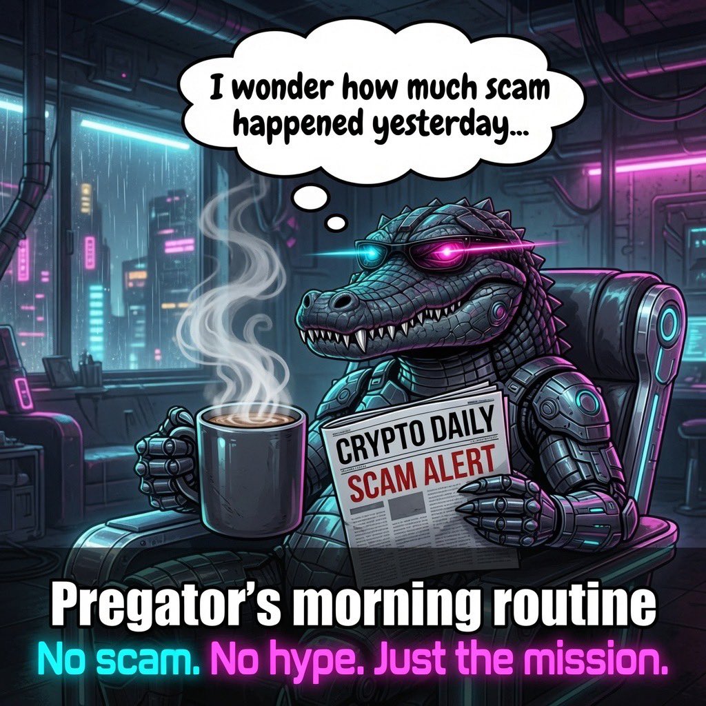 Pregator_gator's tweet photo. Morning routine of a real one βπ
While normies scroll Twitter crying about rugsβ¦
Pregator already knows how many scams dropped yesterday.
No scam. No hype. Just the Mission!
$GATOR
#GATOR #SGATOR #Pregator #MemeCoin #Crypto #NoScams #JustTheMission https://t.co/PAVuEh67QM