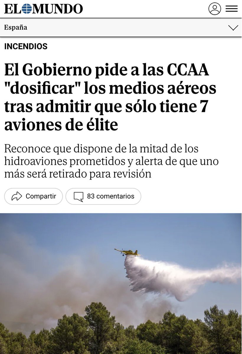 FloresJuberias's tweet photo. Sánchez, Albares y Robles, viajando a Ankara en tres vuelos distintos; el Presidente y su Sra., acudiendo a la graduación de su hija en avión oficial; España abrasándose y… “el gobierno solo dispone de la mitad de los hidroaviones prometidos”, y uno necesita pasar por el taller.

Y lo que es peor… no se acuerdan donde dejaron la pancarta de “Menos toreros y más bomberos”.