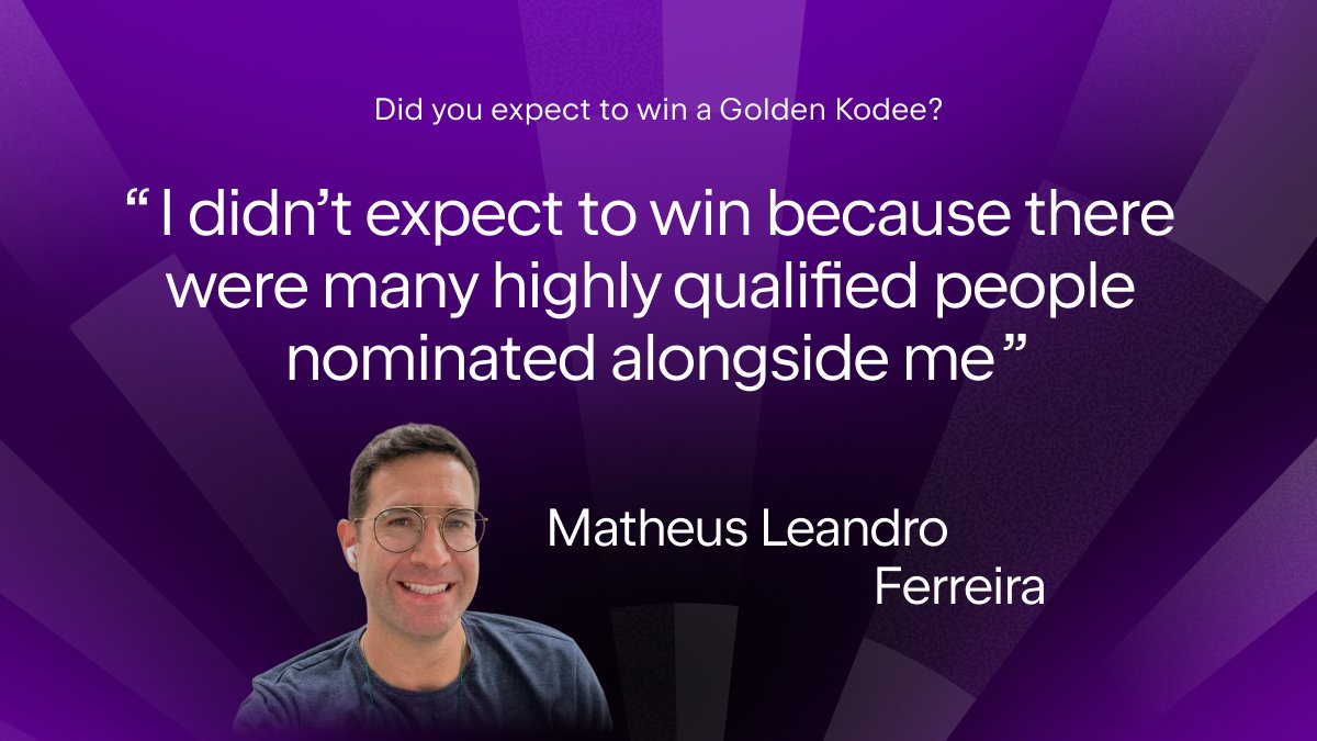 kotlinconf's tweet photo. Even with high hopes, @matheuslf knew the competition was tough. 

👉  Read his reflections on winning a Golden Kodee and learn about others’ roads to victory in our latest blog post: https://t.co/2RMOqxAYHj https://t.co/KUGwGwgAjn