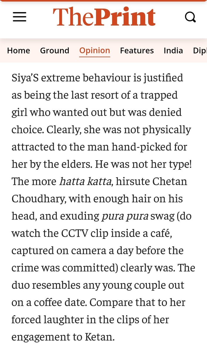 DeepikaBhardwaj's tweet photo. So, we had formally written to @ThePrintIndia @ShekharGupta about the despicable opinion piece written by @DeShobhaa & carried by them, mocking murder of #KetanAgarwal 

THIS IS THEIR REPLY 

"External columnist who uses satirical tone to comment on topics of the day. All her columns adopt satire as a tool. Columnist clarify that nothing in the article has been invented"

I further asked Usha Uppal if they can share link to any article by Shobhaa De where she used satirical tone over murder or death of a woman and I am yet to receive her reply 

So this platform is atleast agreeing that the opinion piece was a satire.

SATIRE OVER A COLD BLOODED MURDER

WHY? Because the victim is a man and perpetrator a woman. Ofcourse they haven't dared to carry a similar satire over tragic death of a woman ever because they know they'll be summoned by National Commission for women immediately & be cancelled in the Industry

But here they can get away. And they have. And they are brazen and unrelenting standing by a piece that is ludicrous, disrespectful to the dead and celebrating an alleged murderer. 

I never received any response from @IndEditorsGuild 

But I will not stop. We will escalate this until this sick article is taken down and an apology is issued. 

A news platform isn't a ground for satirists to play mocking a murder.