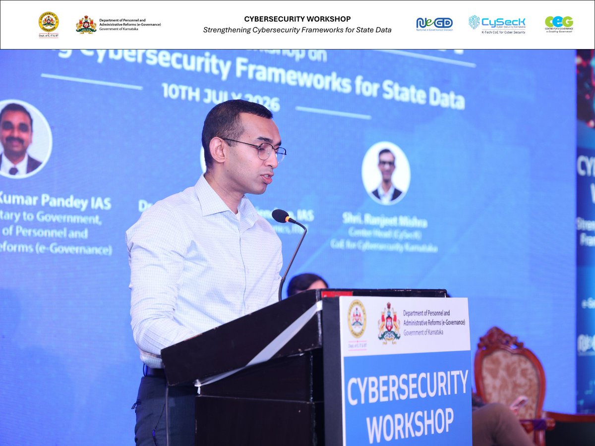 CySecKCoE's tweet photo. A collaborative step towards a more secure, cyber-resilient Karnataka!
Proud to host 70+ senior officials from 20+ departments at today's Cybersecurity Workshop on Strengthening Cybersecurity Frameworks for State Data.
#CyberSecurity #Karnataka #CySecK #CeG https://t.co/2gnlc2lDqa