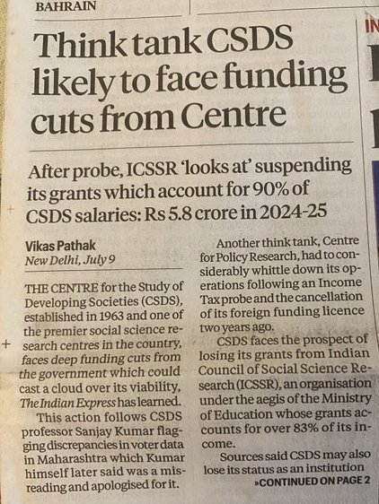 rishibagree's tweet photo. Why was CSDS funded by Indian taxpayers ??

Same CSDS peddled fake Election Data that Rahul Gandhi used to accuse the Election Commission of rigging polls to favour the BJP.

When caught, the Sanjay Kumar of CSDS quietly retracts with an apology to dodge legal consequences. https://t.co/FnIIoN5FvI