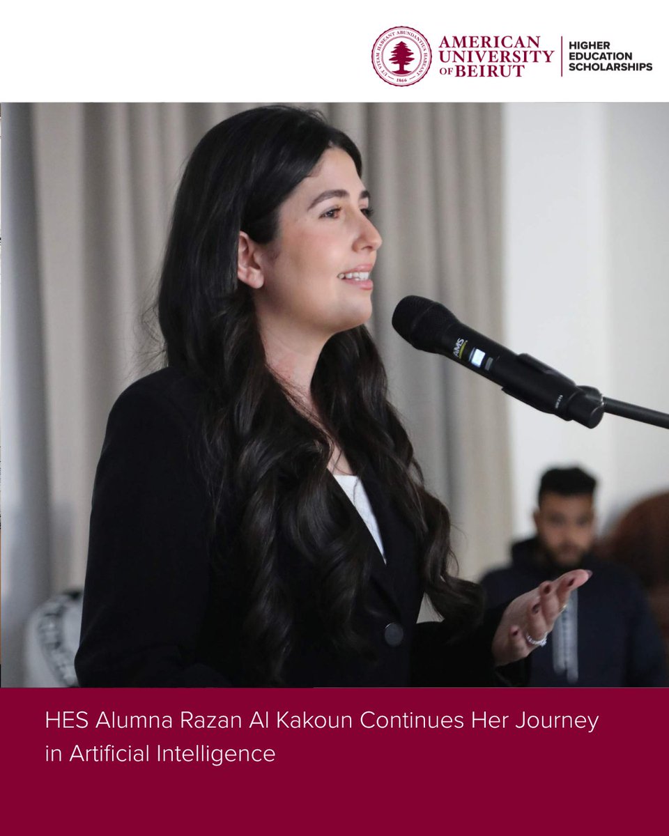 aub_hes's tweet photo. HES alumna Razan Al Kakoun has continued to build an impressive career at the forefront of artificial intelligence while remaining committed to creating opportunities for future generations.​

https://t.co/UiaSyt1l5Q 

#AUB https://t.co/Ou60Clb5UL