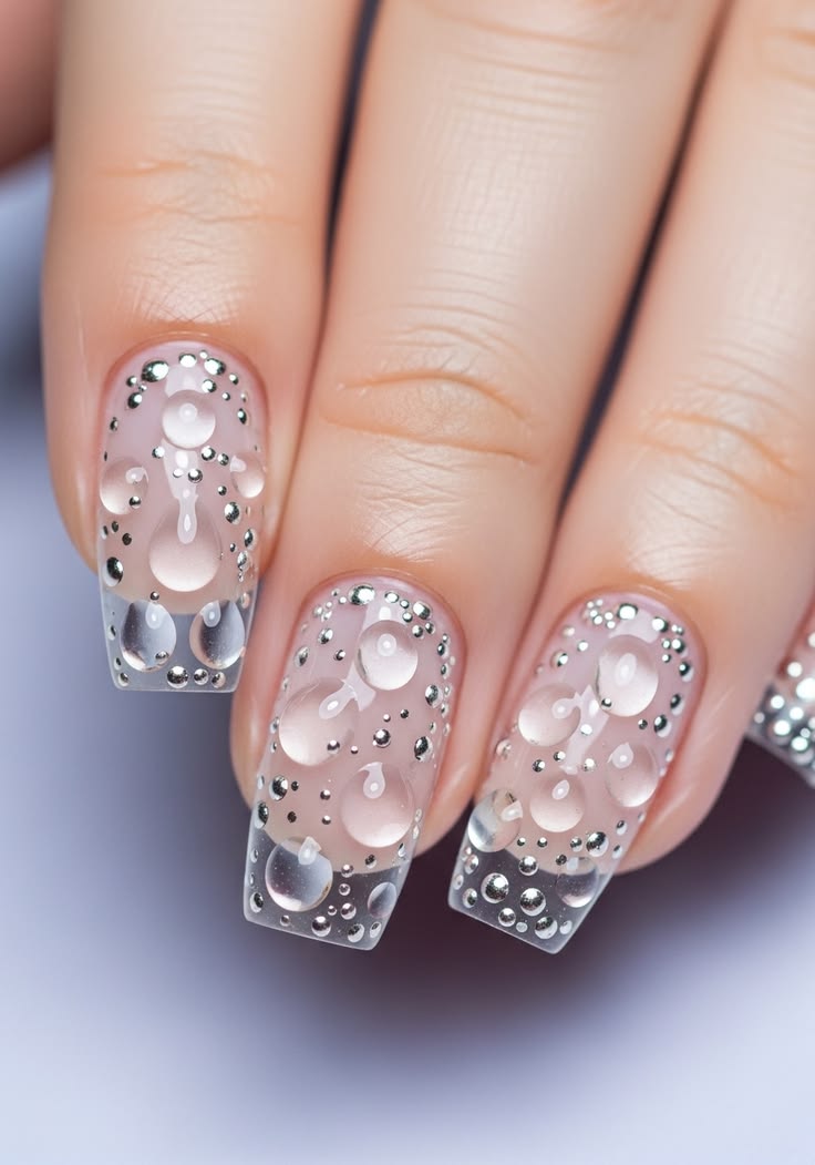 AILA_009's tweet photo. Ok keondiva we see u💅 bruh is Pinterest maxxing with Transparent Rain drops nail art nails😩🩷 https://t.co/NxT6q7hH61