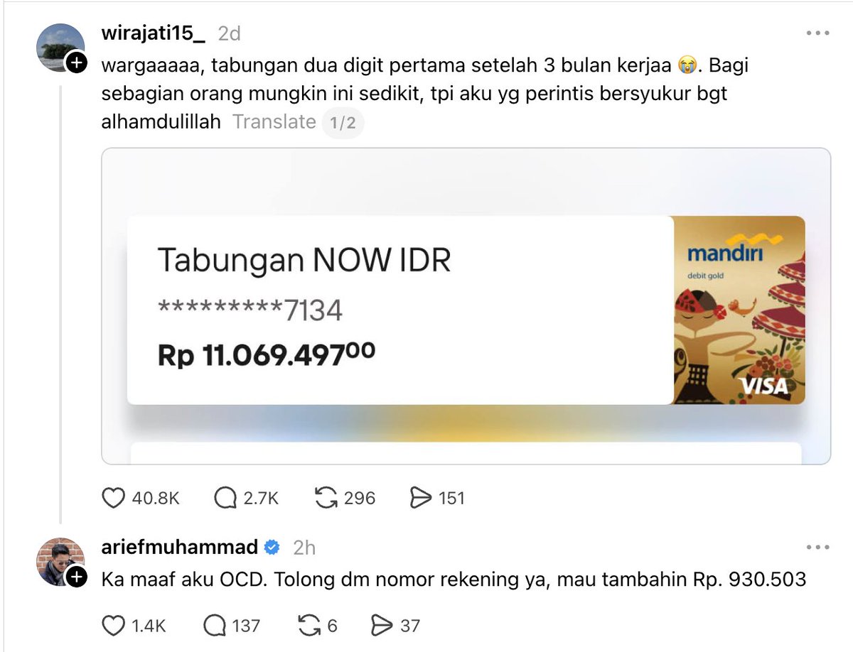 insidefolkative's tweet photo. 'OCD nya' versi Arief Muhammad: 

Pindahin barang yang ga simetris ❌
Buletin saldo ATM orang random biar ga keriting ✅ https://t.co/4wNdowa6YK