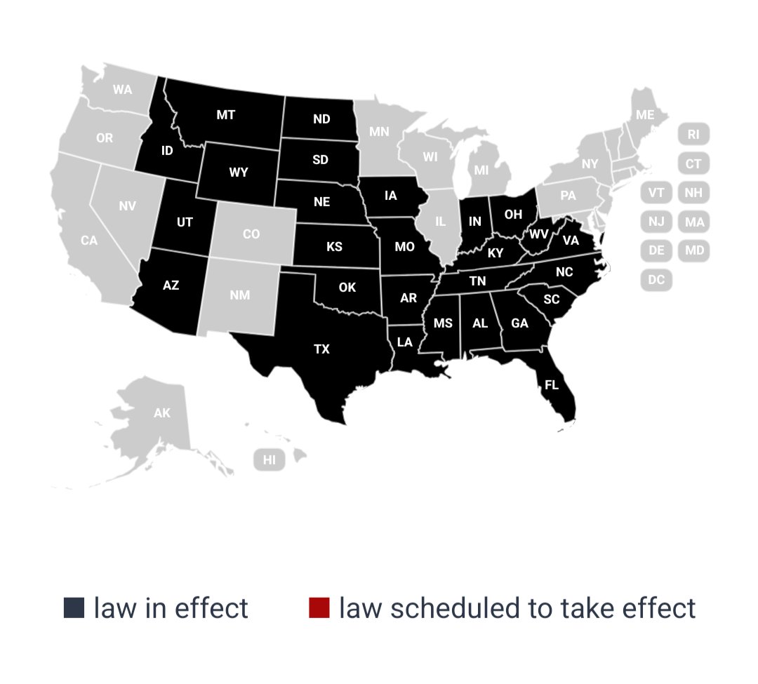 tsukikokoro9726's tweet photo. for context this may be due to some new state laws regarding age verification

afaik for the US, these are the states that are  effected.

This unfortunately means Bluesky requires you to send an ID to them :/

(Image courtesy of https://t.co/zvL0HMZYiY) https://t.co/taaTdSv4Gk