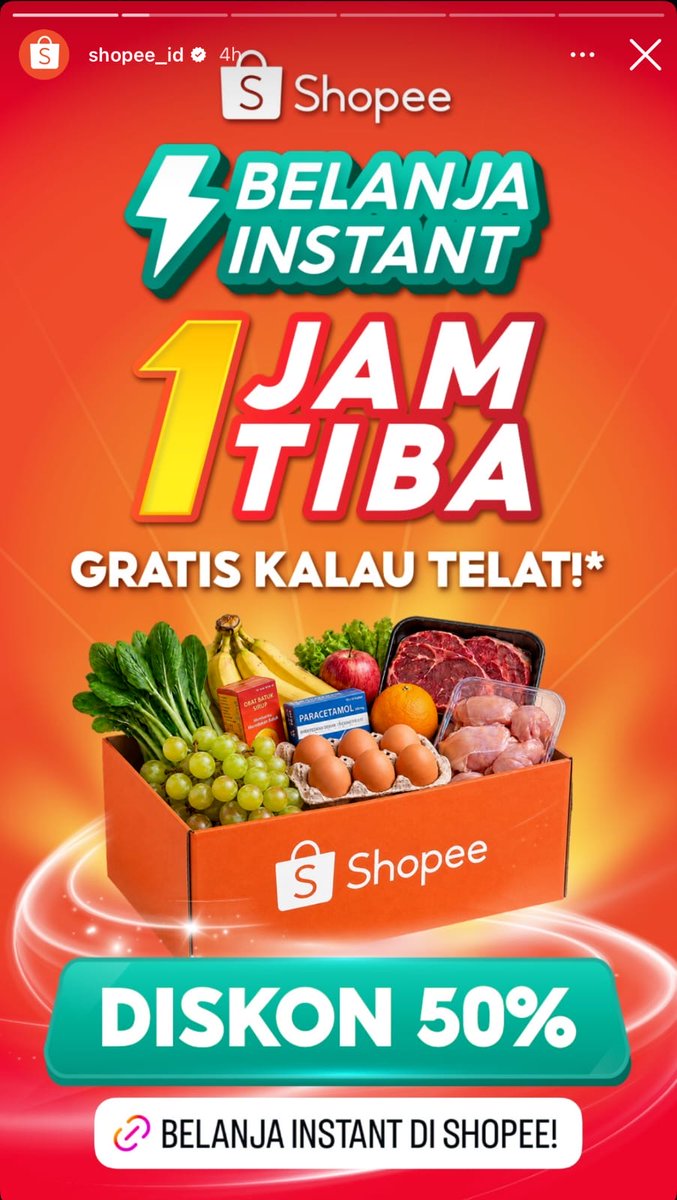 MiraLaryscha's tweet photo. definisi hidup praktis anak kos: stok sayur &amp; daging ayam di shopee belanja instant 1 jam tiba 🫶🏻 gak perlu galau nunggu paket, dikirim sat set, datang masih segar banget! diskon 50% + gratis voucher kalau telat 🤩 #BelanjaInstant1JamdiShopee https://t.co/aJEvotSNZZ