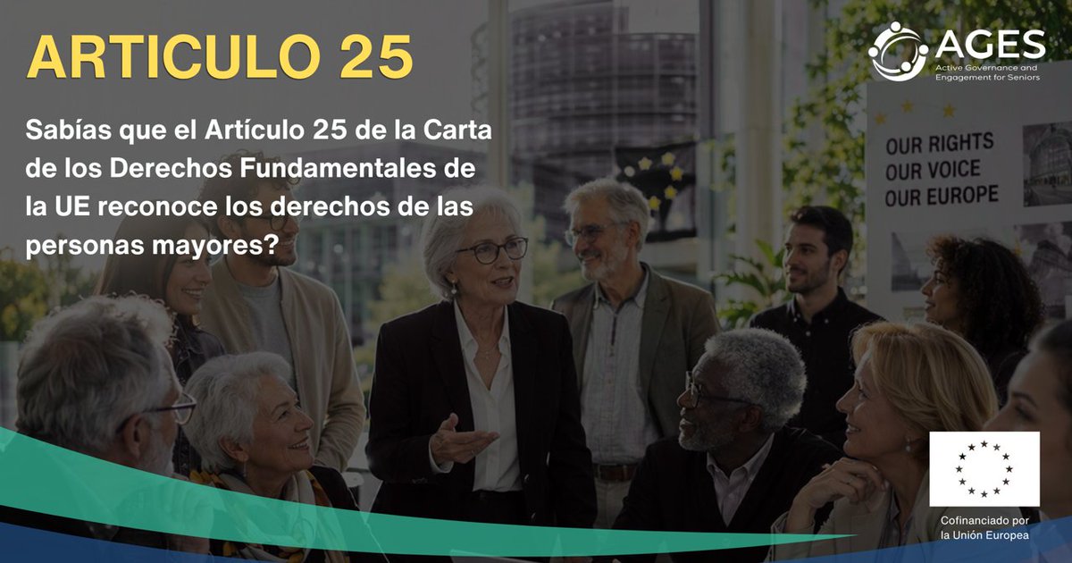 Secot_'s tweet photo. ¿Sabías que el Artículo 25 de la Carta de los Derechos Fundamentales de la UE reconoce el derecho de las personas mayores a una vida digna, independiente y a participar plenamente en la sociedad?
Con #AGESProject trabajamos para que ese derecho se convierta en una realidad 👇 https://t.co/qe7lBGUcTd