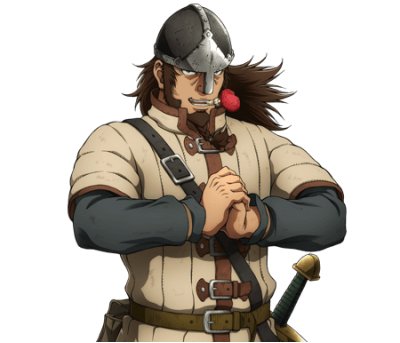 shigeani's tweet photo. 我が家の家族会議(オッサンとJK)で意見が割れる。ヴィンランドサガのキャラだとハーランドは誰だ？オッサンはトルケル！JKはラリったビョルン！どちらにしてもヤバいとしか言いようがありませぬ。 https://t.co/Y6MQXs9MVu