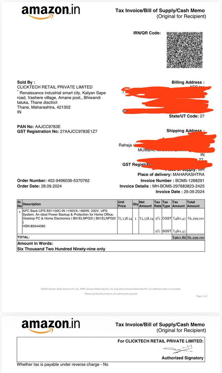 imransoorya's tweet photo. @amazon looks like I am scammed by @amazonIN amazon sold this ups with 2 years warranty clearly mentioned. Manufacturer denying warranty saying only 1 year. Amazon pushing me to manufacturer and manufacturer pushing me to Amazon. Attaching f products link invoice and SS https://t.co/sWrfMRrxQe