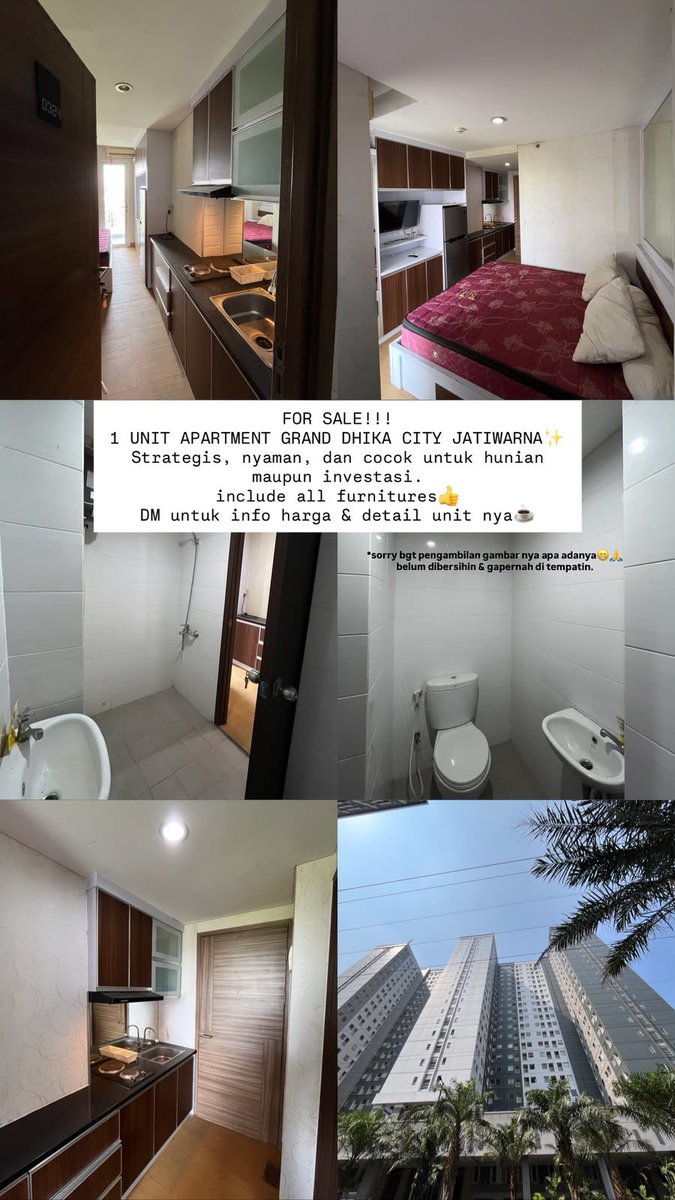 giffanissa's tweet photo. DIJUAL

1 UNIT APARTMENT @ Grand Dhika Jatiwarna
Type studio
Include all furnitures
Akses strategis samping pintu tol jatiwarna persis💃💃

selama ini hanya untuk invest, it would be nice to have new owner tho!
kindly hmu on dm, thanks! xx

#dijual #apartment #bekasi #jual https://t.co/BNpmXnh9Id