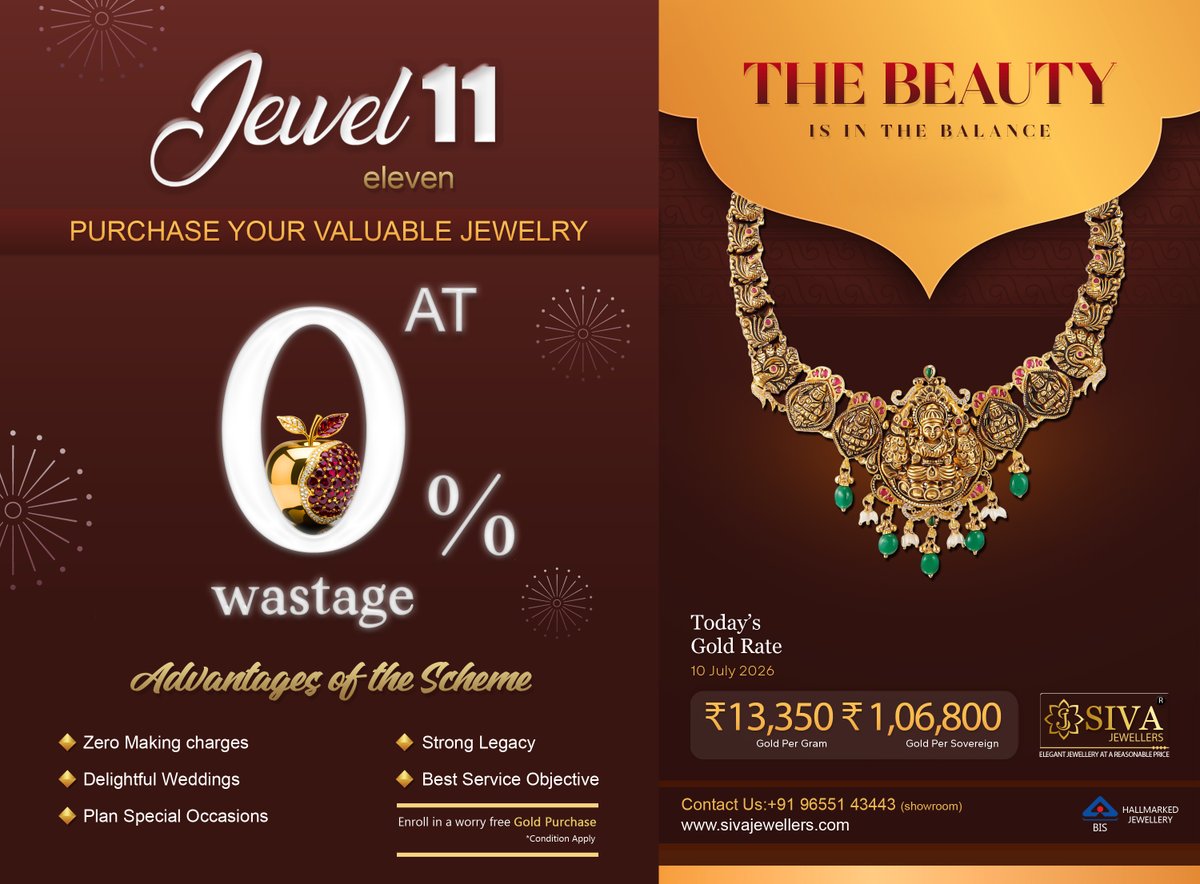 SivaJewellers's tweet photo. ✨Today Madurai Gold Rate 22k Per Gram Rs.13,350
𝐒𝐈𝐕𝐀 𝐉𝐄𝐖𝐄𝐋𝐋𝐄𝐑𝐒 𝐌𝐀𝐃𝐔𝐑𝐀𝐈
📞9655143443
https://t.co/iLSoTLjzwv
#haram #mala #goldnecklace #offer #jewellerydesign #goldscheme #savings #Gold #GoldSavingsFund #goldsavings #savegold #chit #recent https://t.co/FRsoH5RQgA