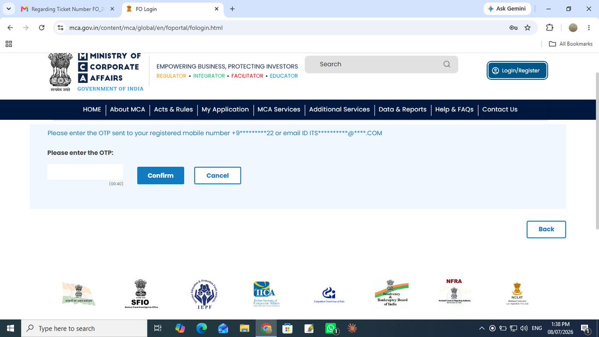 ajaycouk's tweet photo. @HelpdeskMCA21V3 Some another user phone number and email ID is showing due which no OTP come in my email ID and mobile number https://t.co/5feHFyoYFC