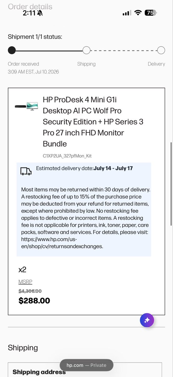 varughesemark's tweet photo. @thedealsguy_ Crap I didn’t do next day shipping…. Will it cancel? https://t.co/vZY7rTiaT4