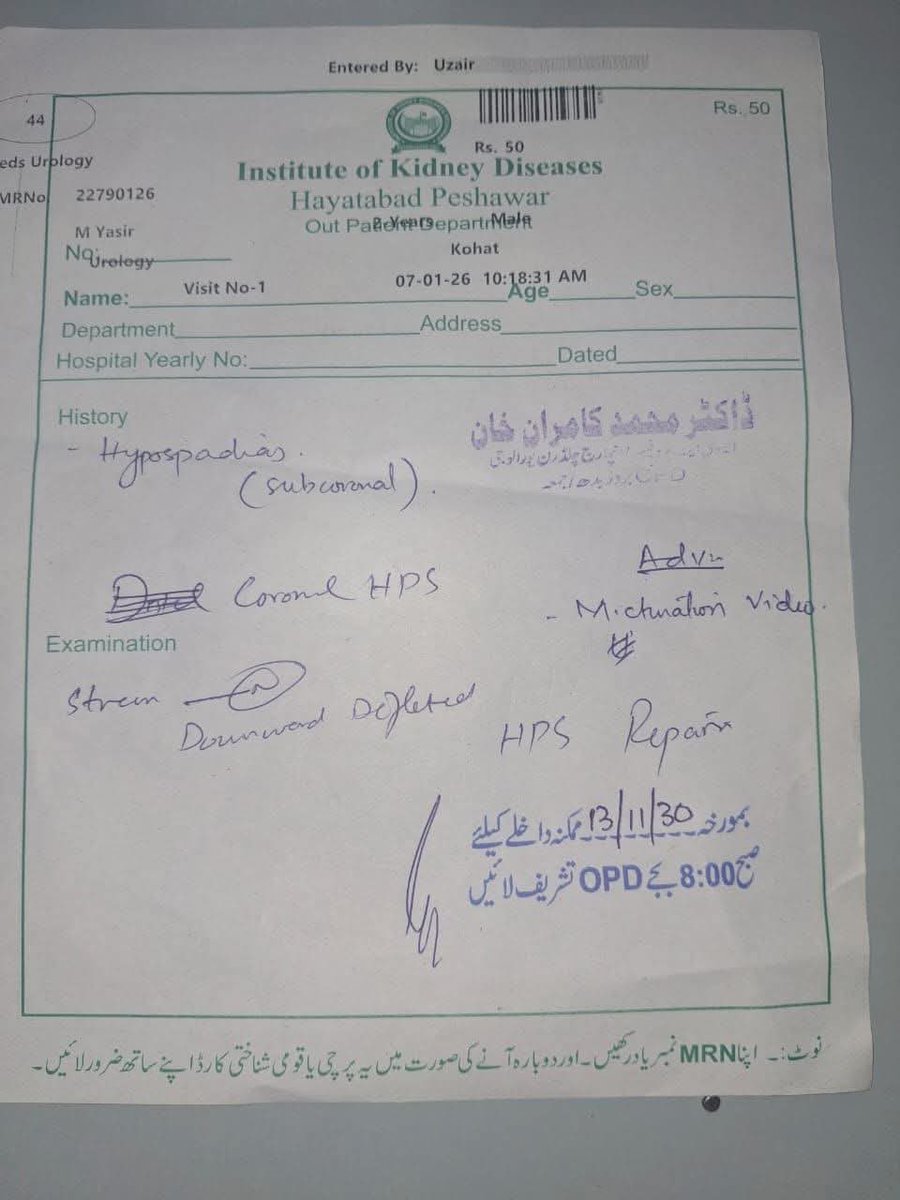 arshadazizmalik's tweet photo. حیات اباد کڈنی سنٹر  کے سربراہ ڈاکٹر کامران مریضوں کو 5سال بعد کی تاریخ دینے لگا اگر یہی حالت رہی تو اس وقت یہ بچہ بڑا ہو گیا ہو گا۔کیا مریضوں کو مجبور کیا جا رہا ہے کہ وہ ائی بی پی میں اس سے اپریشن کروائیں یا مریض علاج کیلئے مجبورا اسلام اباد اور لاہور جائیں https://t.co/clHY5KiIIq