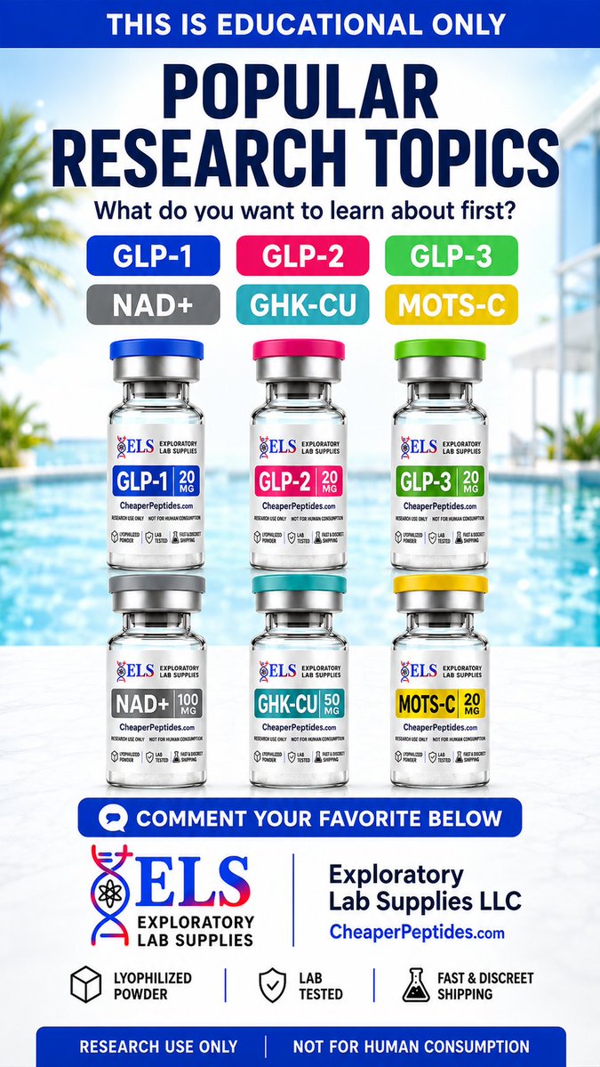 CheaperPeptides's tweet photo. 🌶 What’s your favorite peptide to see researched and discussed? 🌶
🌐 https://t.co/7VQWYmKQBX
🌶 We’re building this page around research-use-only peptide education, supplier transparency, COA awareness, lab-tested products, storage basics, industry updates, and peptide research breakdowns.
🌶 Comment your favorite below and follow Exploratory Lab Supplies LLC for more peptide research education.
🌶 Research Use Only. Not for human consumption.
#PeptideResearch #ResearchPeptides #PeptideEducation #PeptideScience #ResearchUseOnly #LabTested #COA #PeptideSupplier #LabSupplies #GLP1 #GLP2 #GLP3 #NADPlus #GHKCU #MOTSC #CheaperPeptides #ExploratoryLabSupplies
Fitness products, transcend peptides, peps, pepper, peppers, 🌶, what is compound peptides, fitness brand, supplements, are GLP-1 peptides legal, What Does FDA Exempt Mean for Supplements and Peptides, cheap supplements, peptide planet, ai demand growth, fitness clothing women, collagen for skin,  find related content, peptide tablet