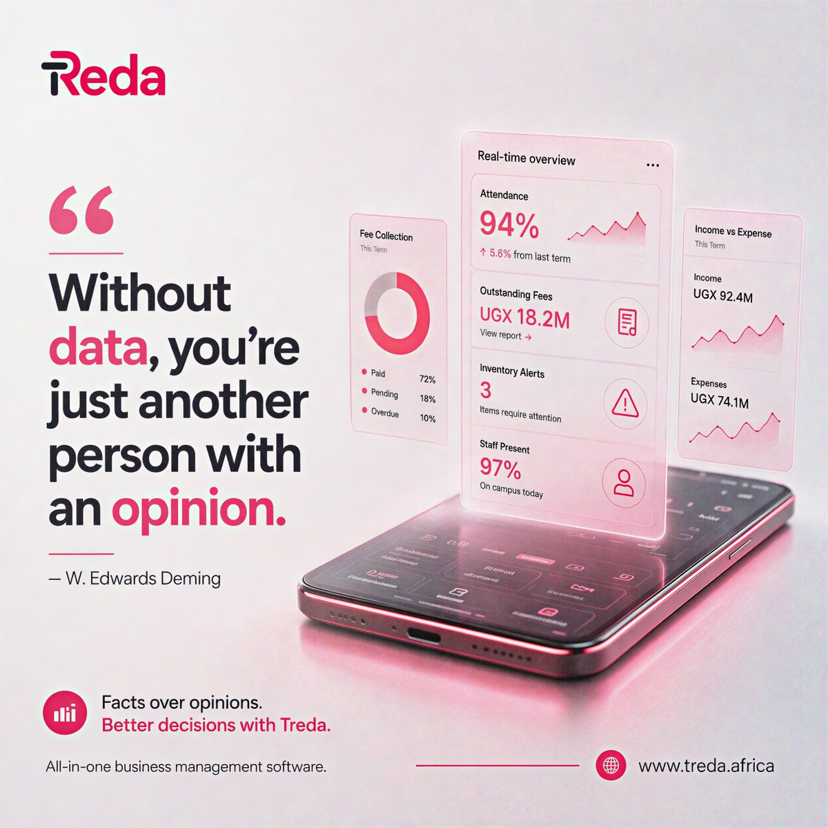 TredaAfrica's tweet photo. As the week wraps up, a quick reminder: Good decisions are rarely made on assumptions.
Visibility matters. Data matters. The clearer you can see what’s happening, the better equipped you are to respond, improve, and grow.
What you can see, you can manage
#TRedaAfrica #Software https://t.co/wwGjo2KccP