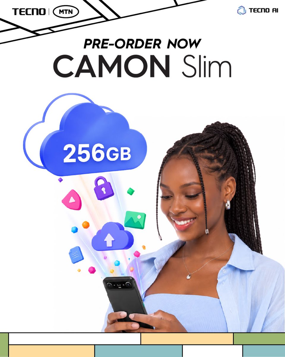 TECNOMobileRW's tweet photo. Keep everything you love, all in one place. ☁️📸
256GB means more room for your memories, creativity, and everyday moments.
Ntucikwe! Ba umwe mu ba mbere bazagira CAMON Slim.
Hit the link in our bio maze ukore pre-order yawe.
#tecnocamonslim #tecnorwanda #rwandacamon https://t.co/EmD7XNxfzx