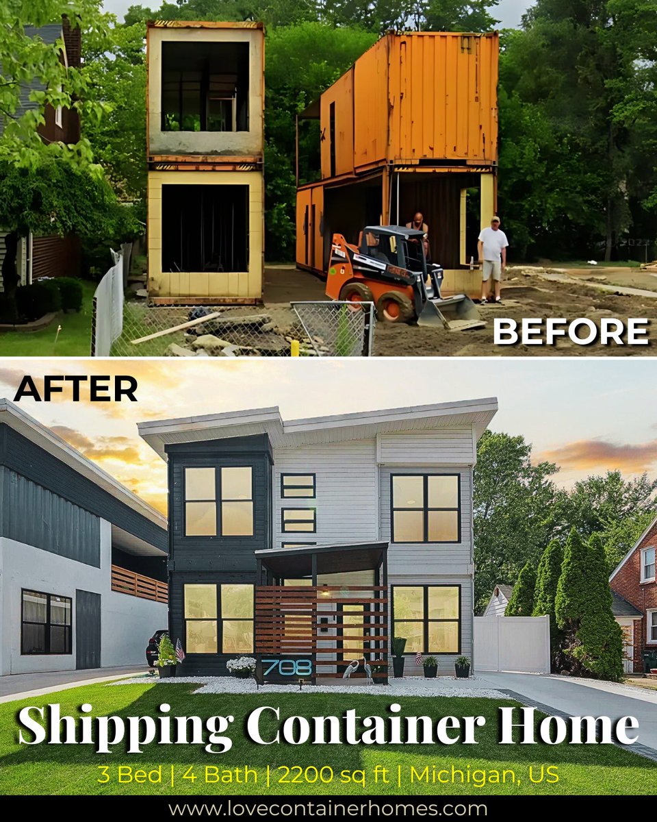 LCH_studios's tweet photo. Would you live in a house built out of shipping containers? Rate this one on a scale of 0-10.  Visit us at https://t.co/SobH6KjDLD for container house plans and designs.
#architecture #shippingcontainer #containerhome #containerhouse #house #prefab https://t.co/yDgqAySYsn