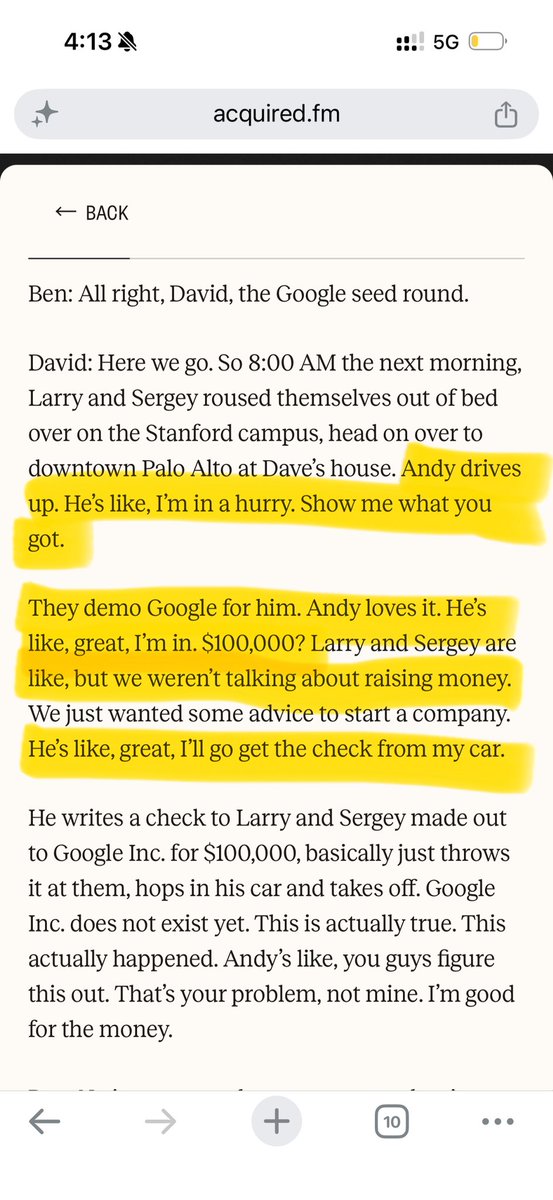 michellehui's tweet photo. reminds me of how Google got its first check in the 90s.

great episode by @AcquiredFM https://t.co/loVUALkeLn
