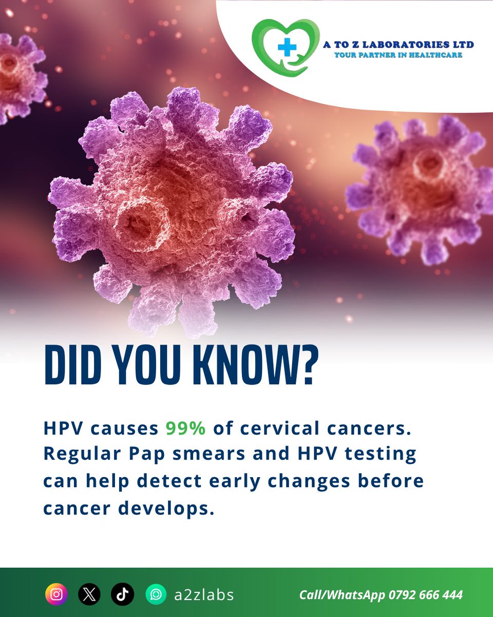 a2zlaboratories's tweet photo. #cervicalcancer is the deadliest cancer among women in Kenya. Data from the National Cancer Institute shows more than 47,000 new cases and about 32,000 deaths so far.

Don't wait. Early #papsmear screening and treatment saves lives. Contact 0792 666 444 to book.
#a2zlabs https://t.co/HDgrWPXzyr
