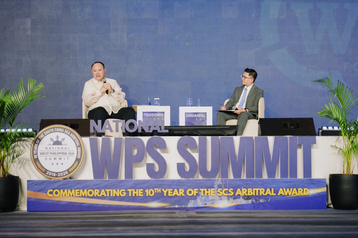 jaytaryela's tweet photo. The 2016 Arbitral Award is one of the Philippines’ greatest legal and diplomatic achievements. But whether it remains relevant ten years from now will depend on what we choose to do with it today.

It was a privilege to join over 400 friends, partners, and colleagues from government, academia, think tanks, civil society, the diplomatic community, the private sector, and the media at the National West Philippine Sea Summit commemorating the 10th anniversary of the South China Sea Arbitral Award.

My special thanks to Defense Secretary @giboteodoro (@dndphl) and National Security Adviser Eduardo Oban (@nscphilippines) for their clear-eyed and insightful keynote addresses, which underscored the importance of cascading knowledge, strengthening public understanding, and building national resolve in defending our maritime rights and interests.

I also extend my sincere appreciation to @wps_ph and Dr @JeffreyOrdaniel for convening a truly national and multi-sectoral commemoration. Indeed, this celebration does not belong behind closed doors. This belongs to the Filipino people. And so does the responsibility to preserve, defend, and pass on the legacy of the 2016 Arbitral Award to future generations.