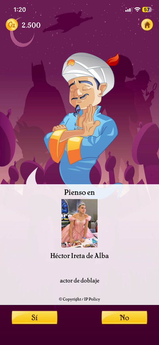 Ratatin17's tweet photo. Se que ya paso el asunto de este Mae, Pero lo busque en Akinator y así salió XD https://t.co/U3pXzSgxYN