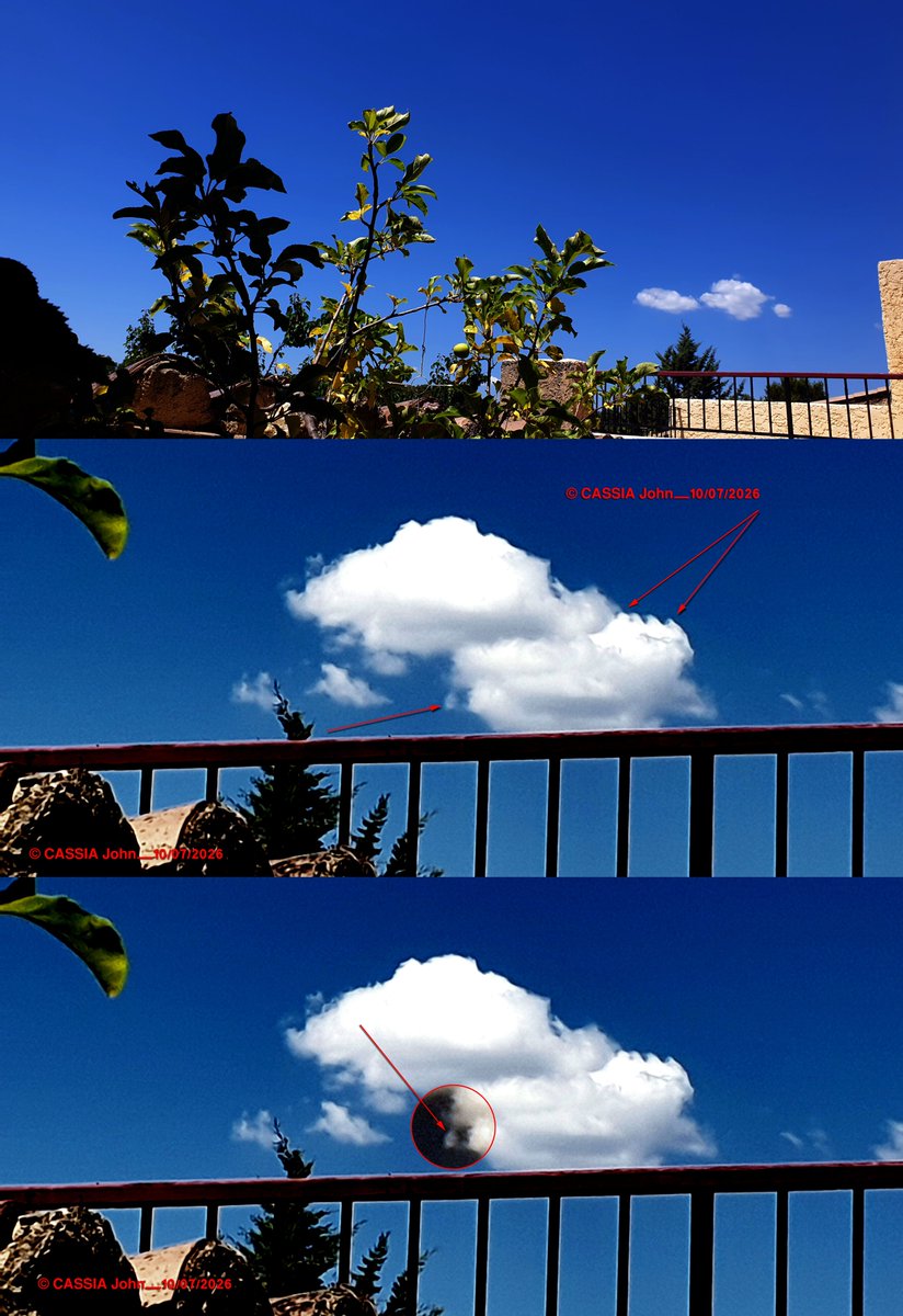 CASSIAJohn1's tweet photo. Observation de Nuages
Affutez vôtre œil avec celui de CASSIA John.
Des nuages viennent se poser sur ma terrasse
avec des anomalies flagrantes pour mon œil familiarisé avec les nuages. Je propose à Grok d'analyser ces trois images et de nous donner son avis. Le vôtre aussi
A+
John https://t.co/qRtjTpv0iF