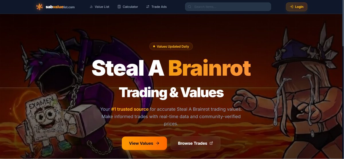AmHonored's tweet photo. Our latest value list for Steal a Brainrot is now online!
- Experience easy trading and fast look-ups through sabvaluelist.
Check it out now:  https://t.co/FU1tlaesET

#roblox #sab #stealabrainrot #valuelist #game https://t.co/2bW3Cuw2IZ