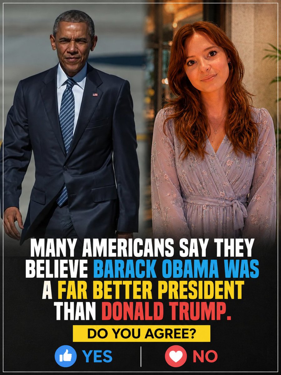 Victoria00025's tweet photo. 🚨 MANY AMERICANS SAY THEY BELIEVE BARACK OBAMA WAS A FAR BETTER PRESIDENT THAN DONALD TRUMP. 👇

DO YOU AGREE? 🤔

A. YES
B. NO https://t.co/R9z9No2Sos
