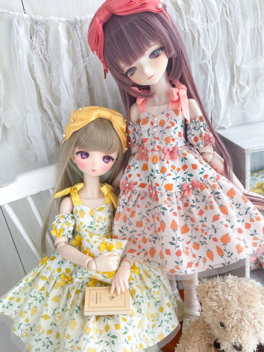 【misen2014さま】vintage ୨୧ リアルファーのおすましワンちゃん 再販】 🍓ストロベリーサマーワンピlongver.💛 MDD/S胸 ￥15000 爽やか