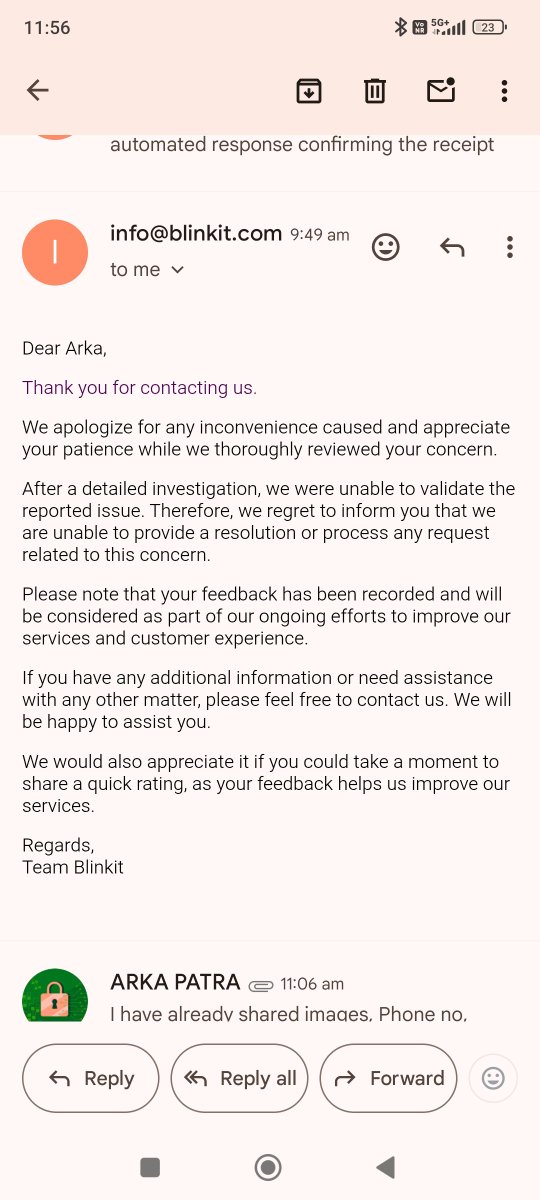 ARKAPATRA5's tweet photo. @letsblinkit @blinkitcares @zomatocare @albinder @jagograhakjago @jaagograhakjago @Amul_Coop I got one Customer call from @letsblinkit . On Recording, She told me they have done their investigation which she can't share. As Delivery was in rainy conditions the water must have been went inside pack through hole during delivery which she didn't try to understand. Need Help https://t.co/AXtqlI241N