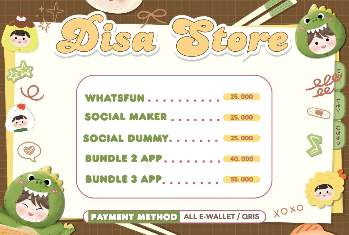 disacinamon's tweet photo. allo, aku sudah open AU needs for ios only 

whatsfun 
social maker 
social dummy 

fsr tele only https://t.co/HRSfR14vsf

#zonauang 🐣 https://t.co/NC8fkd26Db