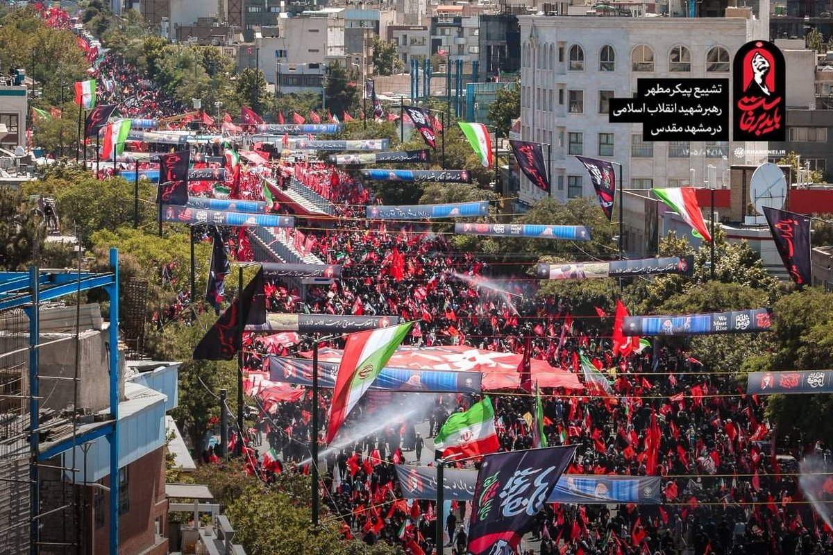 fr_Khamenei's tweet photo. 📸 Affluence massive à Machhad pour l'immense cortège funèbre du Guide martyr de la Révolution. 
📅 (9 juillet 2026) https://t.co/YHzC1uHIWY