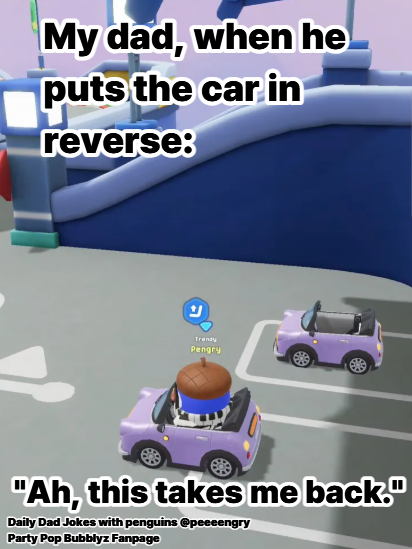 peeeengry's tweet photo. My dad, when he puts the car in reverse:

"Ah, this takes me back."

Daily dadjoke for dadjokes series. https://t.co/bfsCkAlJKZ